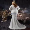 Abito da sposa a sirena Boho di grandi dimensioni 2022 Abiti da sposa civili bohémien a maniche lunghe semplici Lunghezza del pavimento O Collo Abiti da festa da sposa country Fidanzamento Robe De Mariage