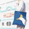 Sacos de compras Bolsa feminina pintados à mão ganso dos desenhos animados e pato ombro para mulheres lonas shopper saco saco principal 220307