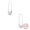 Hoop & Huggie Aide 925 Sterling Silver Safety Pin Earring For Women Prevent Allergy Zircon Paperclip Round Circle Earrings Female Jewerly