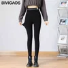 BIVIGAOS Autumn Winter Seamless Black Warm Leggings Women's High Elasticity Velvet Thickening Slim Pencil Pants Fleece Leggings 211130