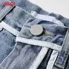 Tangada Dames Patchwork Denim Shorts Rits Zakken Vrouwelijke Retro Casual Shorts Pantalones PP03 210609