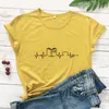 Women's T-Shirt Book Heartbeat Cute Women Short Sleeve Librarian Reading Graphic Tee Shirt Top