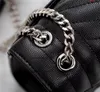 디자이너 캐비어 핸드백 여성용 정품 가죽 체인 크로스 바디 숄더 백 레이디 핸드백 양피 지갑 봉투 가방
