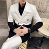 Homens patchwork terno jaqueta korean homens blazer peito duplo slim se encaixar casual formal terno de casamento terno bailers traje homme 210527