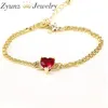 Beaded Strands 5st Luxury Crystal Heart Charm Armband Bangles Gold Color Curb Link Chain for Women Jewelry Fawn22