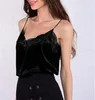 Summer Women's Lace Floral Camiser V Neck Tops SleevelStrap Velvet Tops Solid Red Blue Black Sexy Velvet Camisole X0507