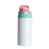NEW!!! 12oz Sublimation Straight Sippy Cup Children Water Bottle 350ml Blank white Portable Stainless Steel Vacuum Insulated Drinking tumbler for Kids 6 Colors