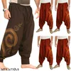 Vintage Men Byxor Harem Elastisk Casual Baggy Yoga Harem Byxor Hip-Hop Men Gypsy Bomull Linen Wide-Benged Loose Byxor Drawstring X0723