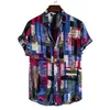 Casual shirts voor heren 2022 Zomer vintage shirt voor mannen korte mouw Hawaiiaanse strandbloem Turtleneck kleding