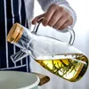 Transparent glasoljaflaska med handtagskala Värmebeständig Lecythus Köksverktyg Soja Vinäger Sås behållare
