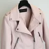봄 오토바이 PU 가죽 자켓 여성 패션 바이커 코트 지퍼 스트리트 겉옷 210430