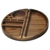 Plateau à rouler en bois de forme ronde Accessoires pour fumeurs domestiques avec diamètre de rainure 218 MM Plateaux à tabac en bois naturel Cigarette