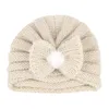 2021 New Baby Wool Kniited Turban Kids Girls Boys Autumn Winter Warm Knit Beanies Cap for Children Bows Hat Headband