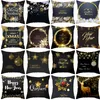 Peach Skin Pillow Case Black Gold Juldekorationer Pillowcase Snowflake Brev Hem Sofa Kudde täcker ensidig utskrift xd29968