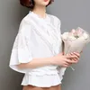 Camicette e top da donna camicetta bianca camicie taglie forti camicetta in chiffon fiocco in pizzo O-collo harajuku top da donna 3406 50 210527