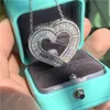 Vecalon Super Shinning Luxury Jewelry 100% 925 Стерлинговое серебро полное принцесса Cut White Clear Diamond Heart Women Ожерелье 263d