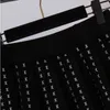 Japon Tarzı Pileli Örme Mini Etekler Kawaii Kadınlar Sonbahar Kış Elastik Bel Falda 90 S Vintage Harajuku Seksi Etek Siyah 211120