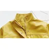 Gooporson Little Girls Clothes Fall Single Row Button Leather Coat Yellow Kids Outwear Fashion Koreanska Barn Jackor Toppar 210715