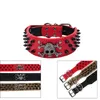 Fashion Wide Spiked Studded Leather Dog Collar Bullet Nitar med Cool Skull Pet Tillbehör för Medium Stora hundar S-XL 235C3