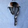 SHZQ Real Natural Fox Fur Collar Trim Acessórios Quente Inverno Mulheres Collar Masculino Feminino Cerca de 112cm Feminino Genuine Pele Scarf Wrap H0923