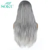 Синтетический кружевной фронт парик Gery Color Натуральный волнистый парик Soku длинная средняя часть модная прическа термостойкое волокно для чернокожих женщин