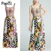 summer beach sunflower printe polka dot spaghetti strap maxi dress vintage retro Paris style chic vocation dresses femme 210421