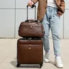 Suitcases 2021 High Quality 16" Inch Retro Women Luggage Travel Bag With Handbag Rolling Suitcase Set On Wheels