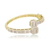 Luxury Iced Out Square CZ Diamant Baguette Armband Cuban Link CHain C Manschett BraceletsBangles Present Smycken