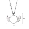 Schattige lege hartvormige sublimatie keepsake hanger ketting angel vleugel paar zinklegering sieraden