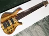 Guitare basse électrique 6 cordes à travers le corps avec touche en palissandre, couleur bois naturel, service personnalisé disponible