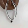 Панк Винтаж Ожерелье Двойной слой Черное Сердце Choker Жемчуг из бисера Ожерелье для женщин Пары Хип-Хоп Уличные аксессуары G1206