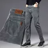 Icpans höst sommar denim jeans män rakt sträcka regelbundet för man svart klassisk vintage mens byxa stor storlek 29-38 40 210716