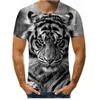 メンズグラフィックTシャツ3Dデジタル面白いTシャツ男の子DIYストリートウェアティーライオンパターン卸売EURサイズと通気性のカジュアルトップス