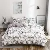 Conjunto de cama de casal de mármore moderno estilo nórdico edredom capa conjunto confortável capa de colchão fronha cama de cama dupla dupla têxteis 211007