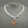 S Sterling Sier for Women Classic Heart-Shaped Pendant Charm Chain Halsband Märke smycken Halsband Q0603