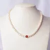 Pearl Chain Natural Agate Pendant Necklace For Women Mom Wedding Engagement Fine Jewelry Gift 925 Sterling Silver Color Chains