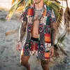 Tute da uomo Moda uomo hawaiano Stampa da uomo Set manica corta Estate Camicia floreale casual Spiaggia Abito a due pezzi 2021 Imposta 5X