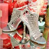 Designer- Fest Evening Ladies Brud Silvery Wedding Shoes Crystal Stones High Heel Dress Shoes