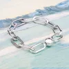 Silver Paper Clip Bracelet 925 Sterling Love Forever Me Chain Bracelets for Women Luxury Jewelry Pulseira