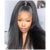 T Part Yaki Straight 13x6 Lace Front Wigs Natural Synthetic No Gel Headband Wig Heat Resistant Fiber Hair Lace Fronts for Women