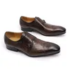 Brand Leather Mens Dress Shoes Monk Strap Genuine Leather With Double Buckles Black Brown Wedding Party Business Shoes Men