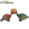 Ermakova 3 다른 스타일 수지 색상 변화 운이 좋은 돈 toad 동전 feng shui 차와 함께 개구리 동상 애완 동물 홈 장식 210318