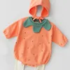 Wiosna Baby Girl Chłopiec Pajaciki Z Długim Rękawem Kombinezon + Kapelusz Ubrania Śliczne Modelowanie dyni 210429