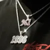 Anpassad Namn A- Z Bokstäver Hängsmycke Halsband med 3mm 24inch Rope Chain för män Kvinnor Gåvor Cubic Zirconia Charm Hip Hop Smycken