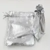 100pcsシルバーメッキガーゼサテンジュエリーバッグジュエリークリスマスギフトバッグ7x9cm 9x12cm 11x16cm 13x18cm（AB706）