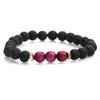 Natural Volcanic Stone Beaded Bracelets & Bangles Elastic Rope Energy Pendant Jewelry Gift With Card for Women Men