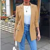 Knapp 2021 Koreanska Kvinnors Blazers Kvinnor Streetwear Coat Jacket Ficka Solid Office Lady Elegant Blazer Endast Blazer G2543 x0721