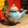 Fancy Enamel Filigree Small Pot Teapot Ornaments Table Decorations Handwork Chinese Cloisonne Copper Crafts Office Home Decor Gifts