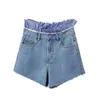 Spring Summer Light Blue Short Denim Jeans Women Fashion High waist Zipper 11930174 210527