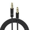 Cable auxiliar de 4 polos de nailon trenzado para auriculares, Cables de Audio de 1M/2M, conector de 3,5 MM para Samsung, Huawei, Xiaomi, teléfonos inteligentes, altavoz de ordenador, auriculares para coche